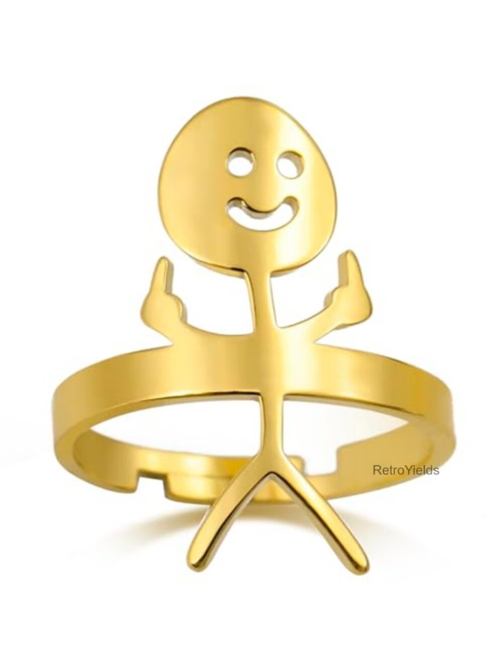 Adjustable Sign Language Ring Stainless Steel Open Band Gift